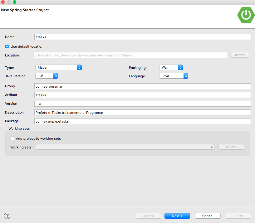 Configure Create project