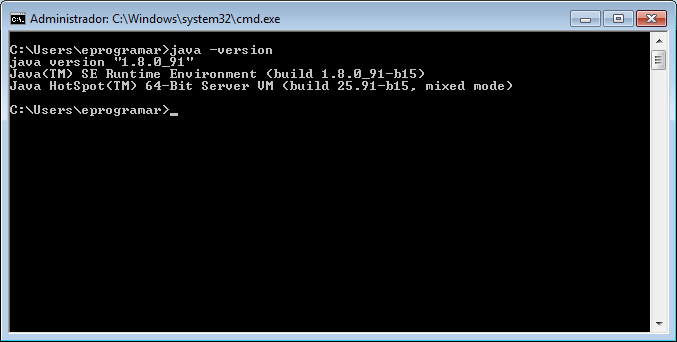 java -version