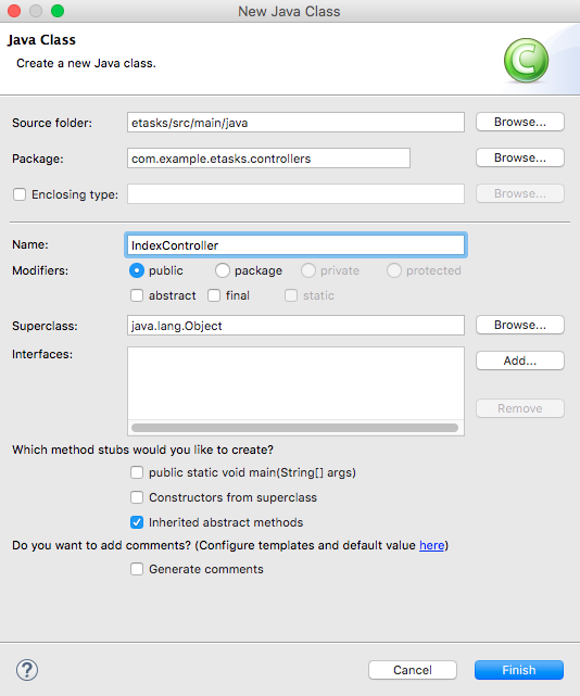 New > Class > IndexController